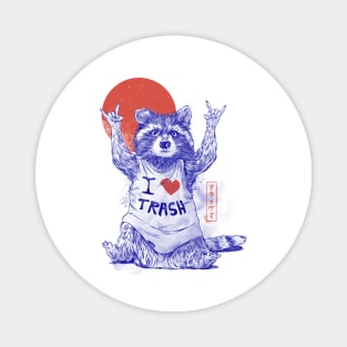 I Love Trash - Cute Funny Metal Raccoon Gift Magnet